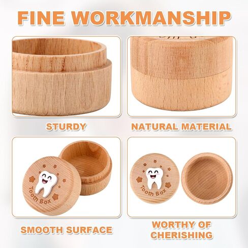 3D Carved Fairy Box, Wood Tooth Storage Box for Lost Teeth Container Cute Tooth Holder for Boys Girls Kids Birthday (Boys) in Saudi Arabia