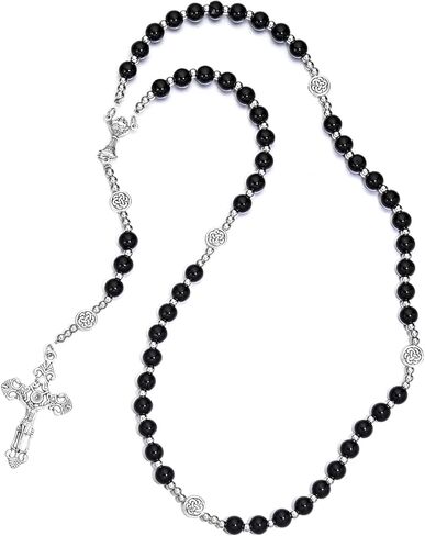 Merroyal Glass Pearl First Communion Rosary with Chalice Centerpiece and Ornate Crucifix, Boys and Girls, Includes Holy Cup Metal Gift Box and Satin Drawstring Bag in Saudi Arabia