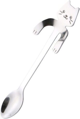 Baby Spoons Stainless Steel Scoop Cat Spoons Hanging Stainless Steel Tea Teas Cartoon Small Toddler in Kuwait