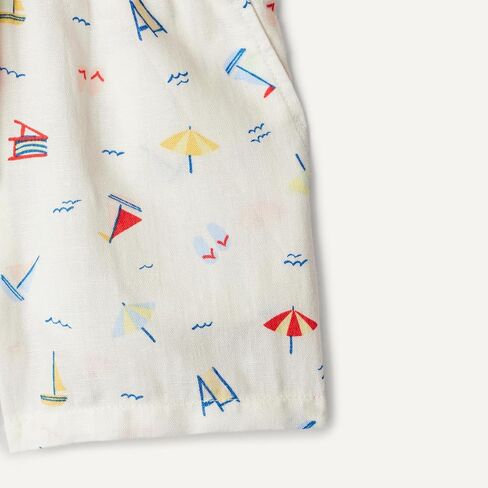 Amazon Essentials x Sofia Grainge Toddlers and Baby Boys' Cotton Linen Short Sleeve Shirt & Shorts Play Set in Kuwait