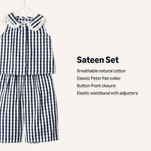مجموعة لعب Amazon Essentials x Sofia Grainge للأطفال الصغار والرضع من القطن الساتان بدون أكمام وسروال in Kuwait