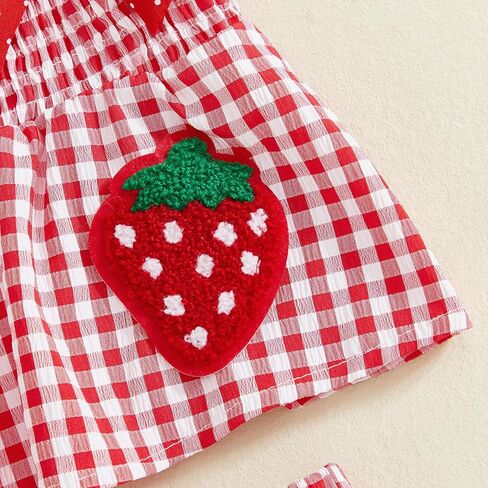 Mubineo Toddler Baby Girl Summer Clothes Cute Ruffle Shirt Tops Dress Shorts Outfits Set Fruit Blouse Princess Outfit in Kuwait