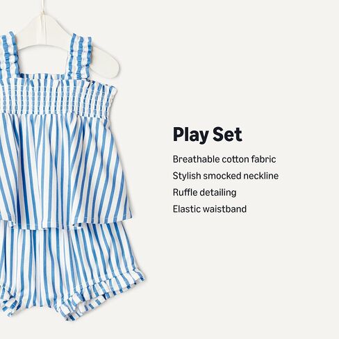 Amazon Essentials x Sofia Grainge Baby Girls' Cotton Sleeveless Shirt and Shorts Play Set in Kuwait