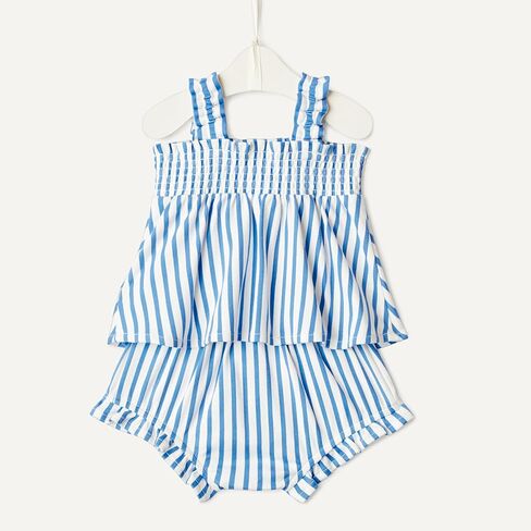 Amazon Essentials x Sofia Grainge Baby Girls' Cotton Sleeveless Shirt and Shorts Play Set in Kuwait