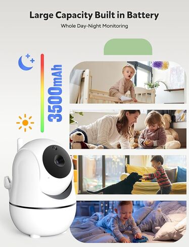 جهاز مراقبة الأطفال GoodBaby مقاس 5 بوصات مع كاميرا وصوت، لا توجد كاميرا WiFi آمنة، بطارية 30 ساعة، PTZ عن بعد، رؤية ليلية تلقائية، درجة حرارة الغرفة، صوت ثنائي الاتجاه، تهويدات، نطاق 960 قدمًا in Kuwait