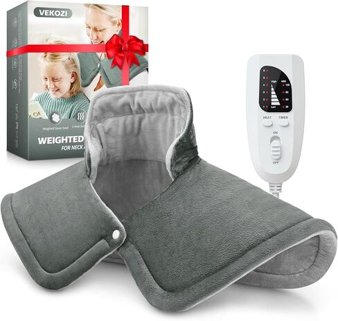 Heating Pad for Neck and Shoulders and Back, Christmas Birthday Gifts for Women Mom Mother, Weighted Neck Heating Pad for Back Pain Relief, Heating Pads Large, 6 Heat Settings 4 Auto-Off,17"x23" Blue in Saudi Arabia