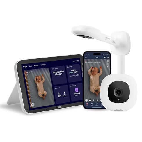 Nanit Smart Baby Monitor System with Floor Stand - Crystal-Clear Video, Real-Time Notifications, Sleep Insights - 8-inch Display/App Integration - Baby Must Haves for Parents in Saudi Arabia