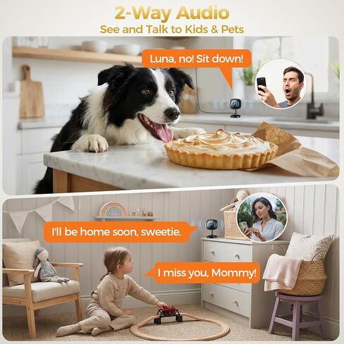 ZEEPORTE 2K Indoor Cameras for Home Security - Baby Monitor and Dog Pet Camera with Motion Detection, 2-Way Audio, Night Vision, Siren, Wired Security Camera - Compatible with Alexa in Saudi Arabia