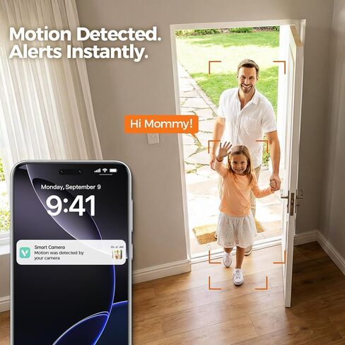 ZEEPORTE 2K Indoor Cameras for Home Security - Baby Monitor and Dog Pet Camera with Motion Detection, 2-Way Audio, Night Vision, Siren, Wired Security Camera - Compatible with Alexa in Saudi Arabia