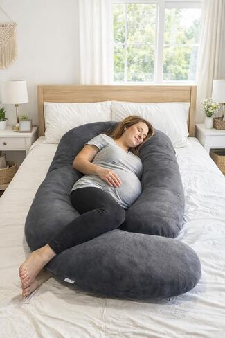 SNUGGY BABY J-Shaped Maternity Pillow (60") – Full-Body Pregnancy Pillow , Back, Belly & Hip Support, Comfortable Sleep for Expecting Moms in Kuwait