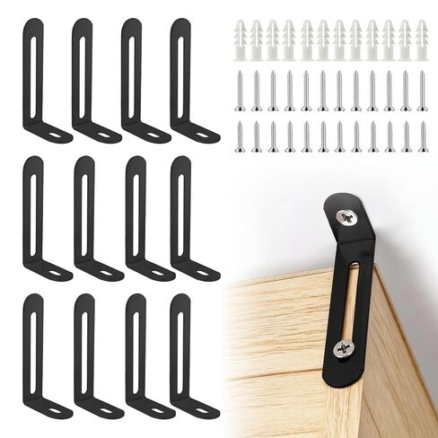 12 Pack Baby Proofing Anti Tip Furniture Anchors Kit - Heavy Duty Steel Wall Anchors for Dresser, Cabinet, Bookcase, Earthquake Safety & Pet Proofing in Nursery, Living Room（Silver） in Kuwait