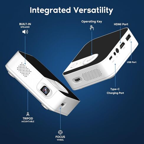 Projector with Wifi and Bluetooth, Native 1080P Portable Mini Projector 4K Support, Electric Focus & Auto Keystone Projector for Bedroom/Home/Outdoor, Compatible with Smartphone/HDMI/USB/TV Stick in Saudi Arabia