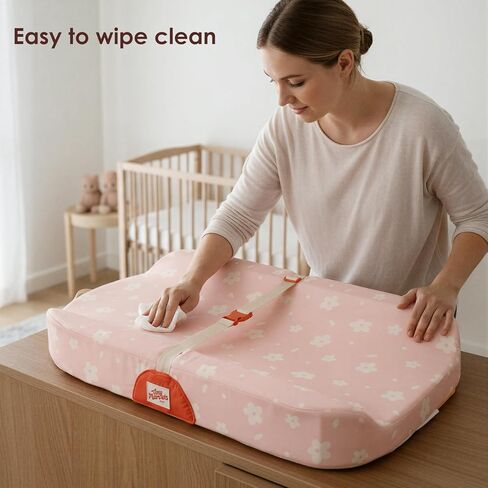 Tiny Marvels Baby Changing Pad with Cover, Waterproof Diaper Changing Pad with Non-Slip Base, Soft Contoured Changing Pad for Dresser, Nursery & Travel in Saudi Arabia