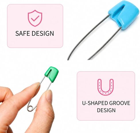 Mr. Pen- Diaper Pins, 2.2", 100 pcs, Stainless Steel, Plastic Head, Nappy Pins with Safe Locking Closures for Crafts, Colorful Laundry Pins in Kuwait