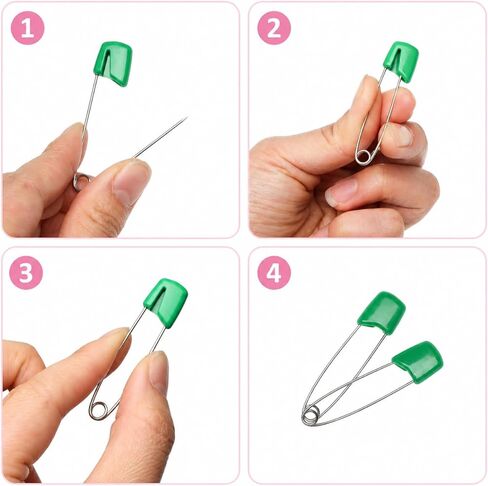 Mr. Pen- Diaper Pins, 2.2", 100 pcs, Stainless Steel, Plastic Head, Nappy Pins with Safe Locking Closures for Crafts, Colorful Laundry Pins in Kuwait
