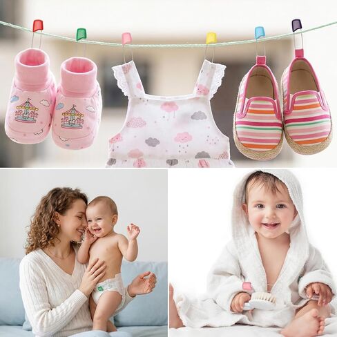 Mr. Pen- Diaper Pins, 2.2", 100 pcs, Stainless Steel, Plastic Head, Nappy Pins with Safe Locking Closures for Crafts, Colorful Laundry Pins in Kuwait