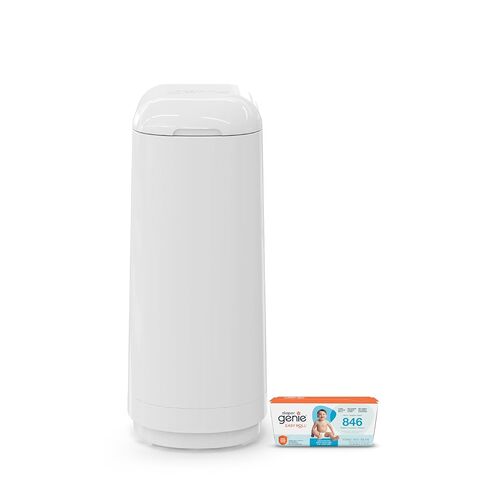 Diaper Genie Essence Pail, White with 18 Easy Roll Refill Bags in Kuwait