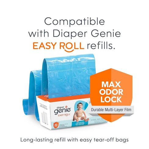 Diaper Genie Essence Pail, White with 18 Easy Roll Refill Bags in Kuwait