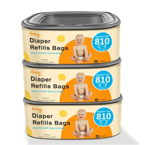 Jumbo Square Refill Compatible with Diaper Genie Classic/Compact/Select Pails,Odor Control & Durable,Holds Up to 810 Newborn Diapers,Unscented Disposal Bag Refills with Continuous Film（3 pack） in Kuwait