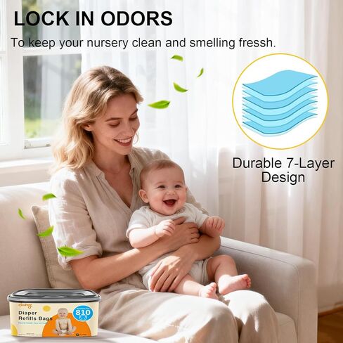 Jumbo Square Refill Compatible with Diaper Genie Classic/Compact/Select Pails,Odor Control & Durable,Holds Up to 810 Newborn Diapers,Unscented Disposal Bag Refills with Continuous Film（3 pack） in Kuwait