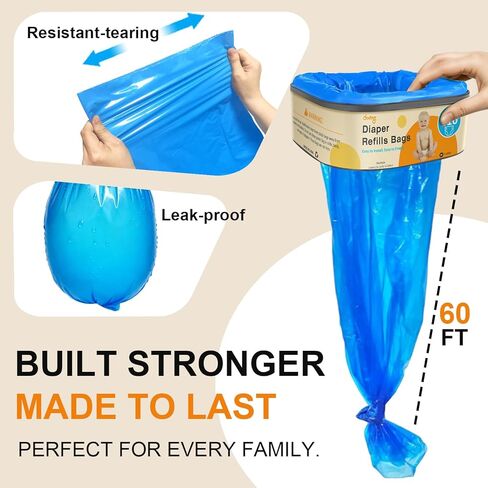 Jumbo Square Refill Compatible with Diaper Genie Classic/Compact/Select Pails,Odor Control & Durable,Holds Up to 810 Newborn Diapers,Unscented Disposal Bag Refills with Continuous Film（3 pack） in Kuwait