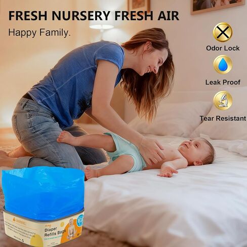 Jumbo Square Refill Compatible with Diaper Genie Classic/Compact/Select Pails,Odor Control & Durable,Holds Up to 810 Newborn Diapers,Unscented Disposal Bag Refills with Continuous Film（3 pack） in Kuwait