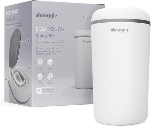 بطانات سطل الحفاضات بيتر باج من Shnuggle - عدد 90 (6 عبوات من 15 قطعة) - أكياس إعادة تعبئة نباتية - متوافقة مع سطل Shnuggle Eco-Touch in Kuwait