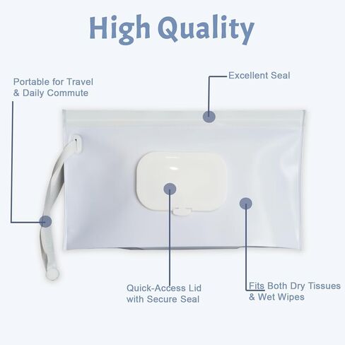 Baby Wipes Holder 2 Pack, Wipes Container & Wet Wipes Dispenser, Travel Wipes Case Reusable Wipes Pouch, Portable Wipe Holder for Diaper Bag, Blue & Beige in Kuwait
