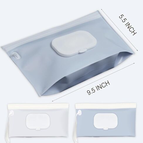 Baby Wipes Holder 2 Pack, Wipes Container & Wet Wipes Dispenser, Travel Wipes Case Reusable Wipes Pouch, Portable Wipe Holder for Diaper Bag, Blue & Beige in Kuwait