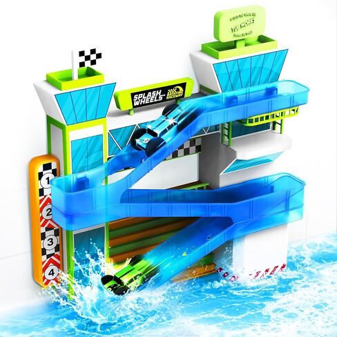 Tub Works® Splash Wheels™ Bathtime Raceway Car Ramp Toddler Bath Toy | Race Car Track with 2 Water-Activated Light-Up Racers | Light Up Bath Toys Flash & Change Colors | Engaging Bathtub Toys for Kids in Saudi Arabia