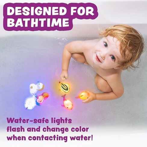 ألعاب الاستحمام المضيئة من Tub Works® Mermaid Lagoon™، عبوة من 6 قطع | ألعاب مضيئة تعمل بالماء فلاش وتغيير اللون | ألعاب استحمام سهلة الإمساك للأطفال والبنات الصغار | لعبة حوض الاستحمام الحسية حورية البحر مع أضواء الحمام in Kuwait