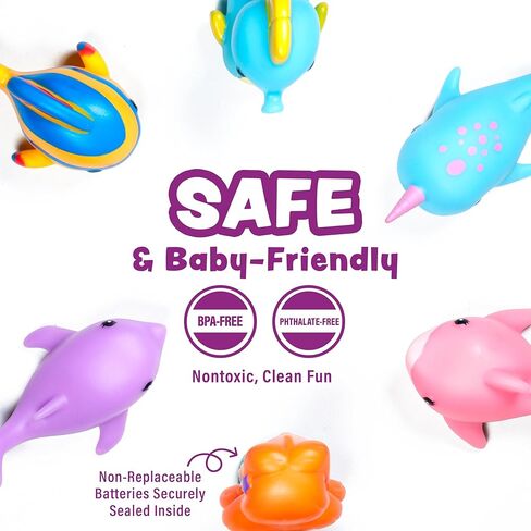 ألعاب الاستحمام المضيئة من Tub Works® Mermaid Lagoon™، عبوة من 6 قطع | ألعاب مضيئة تعمل بالماء فلاش وتغيير اللون | ألعاب استحمام سهلة الإمساك للأطفال والبنات الصغار | لعبة حوض الاستحمام الحسية حورية البحر مع أضواء الحمام in Kuwait