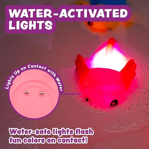 ألعاب الاستحمام المضيئة من Tub Works® Under the Sea™، عبوة من 6 قطع | ألعاب مضيئة تعمل بالماء فلاش وتغيير اللون | ألعاب استحمام للأطفال والرضع سهلة الإمساك | ألعاب حوض الاستحمام الحسية مع أضواء الحمام لحمام الأطفال in Kuwait