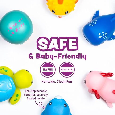 ألعاب الاستحمام المضيئة من Tub Works® Under the Sea™، عبوة من 6 قطع | ألعاب مضيئة تعمل بالماء فلاش وتغيير اللون | ألعاب استحمام للأطفال والرضع سهلة الإمساك | ألعاب حوض الاستحمام الحسية مع أضواء الحمام لحمام الأطفال in Kuwait