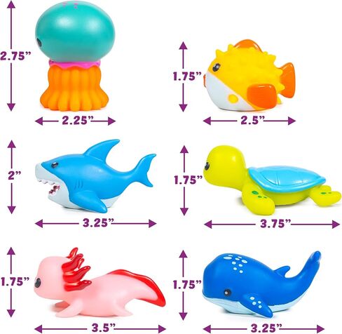 ألعاب الاستحمام المضيئة من Tub Works® Under the Sea™، عبوة من 6 قطع | ألعاب مضيئة تعمل بالماء فلاش وتغيير اللون | ألعاب استحمام للأطفال والرضع سهلة الإمساك | ألعاب حوض الاستحمام الحسية مع أضواء الحمام لحمام الأطفال in Kuwait
