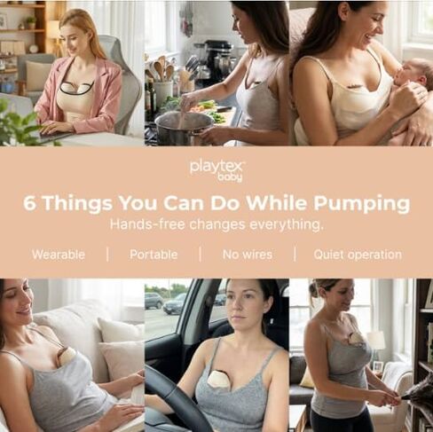 Playtex Baby Electric Breast Pump (H15 Wearable Model), Hands-Free in-Bra Pump, 3 Modes, 12 Levels, Quiet Operation, 180ml Capacity in Kuwait