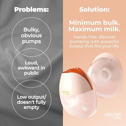 Playtex Baby Electric Breast Pump (H15 Wearable Model), Hands-Free in-Bra Pump, 3 Modes, 12 Levels, Quiet Operation, 180ml Capacity in Kuwait