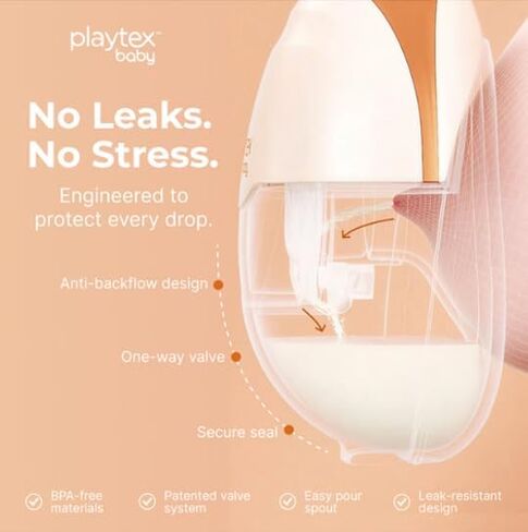 Playtex Baby Electric Breast Pump (H15 Wearable Model), Hands-Free in-Bra Pump, 3 Modes, 12 Levels, Quiet Operation, 180ml Capacity in Kuwait