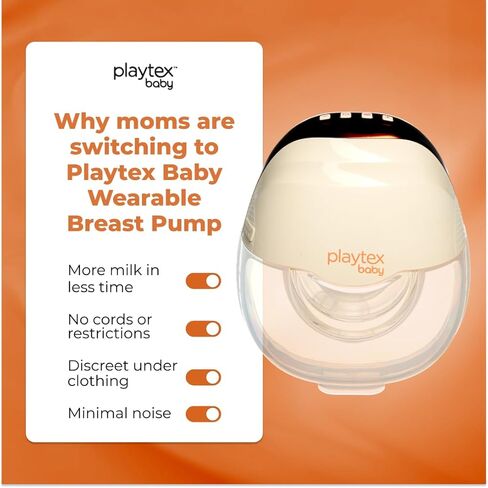 Playtex Baby Electric Breast Pump (H15 Wearable Model), Hands-Free in-Bra Pump, 3 Modes, 12 Levels, Quiet Operation, 180ml Capacity in Kuwait