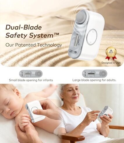 Electric Nail Clipper for Family Care【Precision Dual-Blade Trimming System】 Rechargeable Automatic 2-in-1 Trimmer & Polish with LED Light & Clip Storage, Safe & Ultra-Quiet for Seniors, Baby & Adults in Kuwait