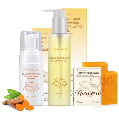 4 in 1 Turmeric & Kojic Acid Brightening Set for Intimate Area: Dark Spot Remover, Dead Skin Cells Remover, Skin Brightening, Even Tone, for Body, Underarm, Knees, Elbows, Inner Thigh, Bikini Areas in Kuwait