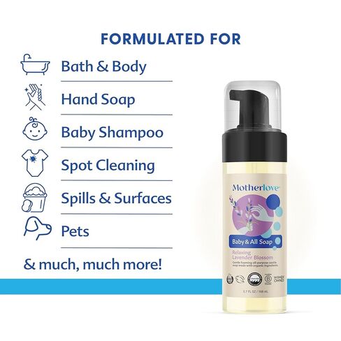 Motherlove Baby & All Soap (5.7 oz) Gentle Foaming All-Purpose Castile Soap Made with Organic Ingredients – Relaxing Lavendar Blossom in Kuwait