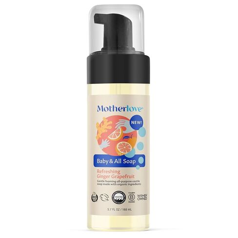 Motherlove Baby & All Soap (5.7 أونصة) صابون قشتالي لطيف رغوي متعدد الأغراض مصنوع من مكونات عضوية - الزنجبيل المنعش والجريب فروت in Kuwait