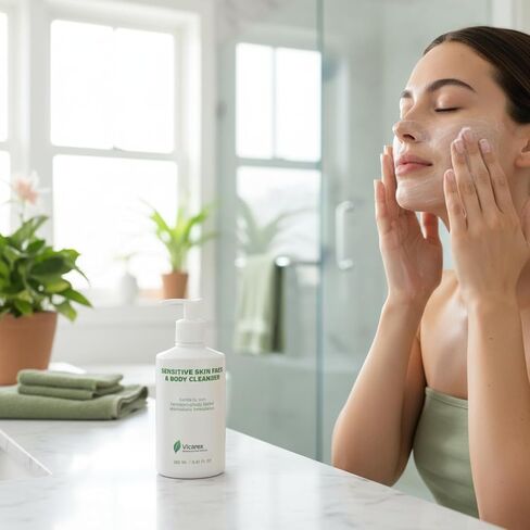 Hydrating Sensitive Skin Cleanser for Face & Body – Gentle Wash for Dry, Redness-Prone Skin, Plant-Based & Clinically Tested, 9.81 fl oz in Kuwait
