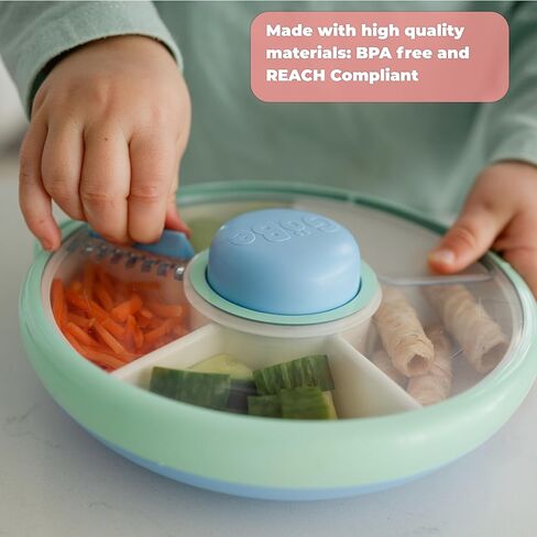 GoBe Kids Small Snack Spinner Slide - Reusable Snack Container with 4 Compartment Dispenser and Lid | BPA/PVC Free | Dishwasher Safe | No Spill - Travel Accessories (Twinberry) in Kuwait