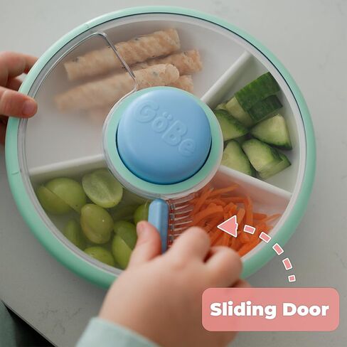 GoBe Kids Small Snack Spinner Slide - Reusable Snack Container with 4 Compartment Dispenser and Lid | BPA/PVC Free | Dishwasher Safe | No Spill - Travel Accessories (Twinberry) in Kuwait