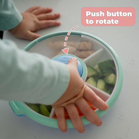 GoBe Kids Small Snack Spinner Slide - Reusable Snack Container with 4 Compartment Dispenser and Lid | BPA/PVC Free | Dishwasher Safe | No Spill - Travel Accessories (Twinberry) in Kuwait