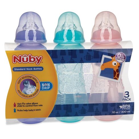 Nuby Non-Drip Standard Neck Bottles, 10 Ounce, Neutral in Saudi Arabia