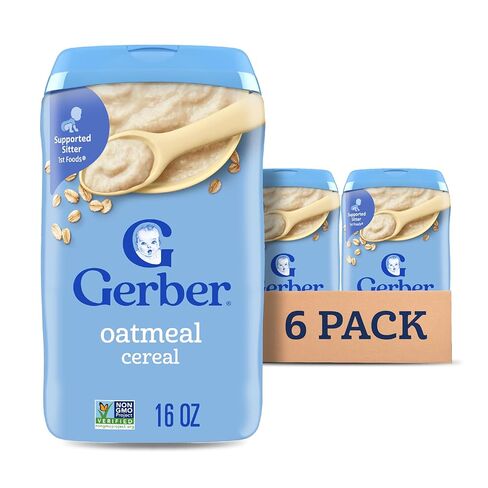 GERBER CEREAL FOR BABY GRAIN AND GROW 1st Foods Non GMO Oatmeal 4x16oz in Kuwait