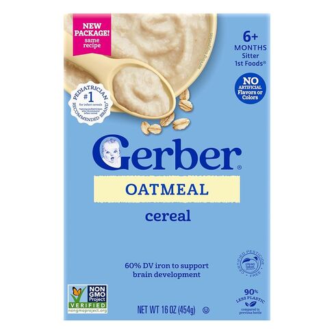 GERBER CEREAL FOR BABY GRAIN AND GROW 1st Foods Non GMO Oatmeal 4x16oz in Kuwait
